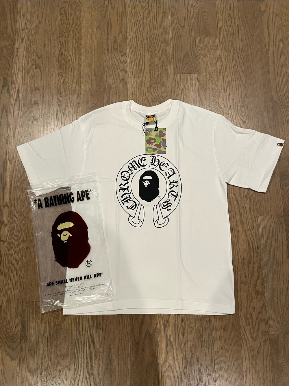 Chrome Hearts x bape white tee size medium